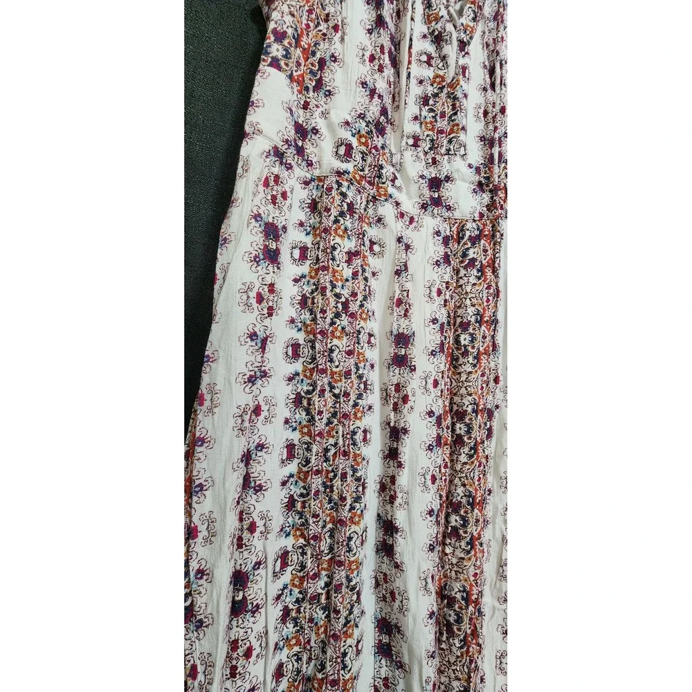 ABERCROMBIE & FITCH Women Maxi Dress Sz Small White Floral Lace‎ Up Boho Hippie
